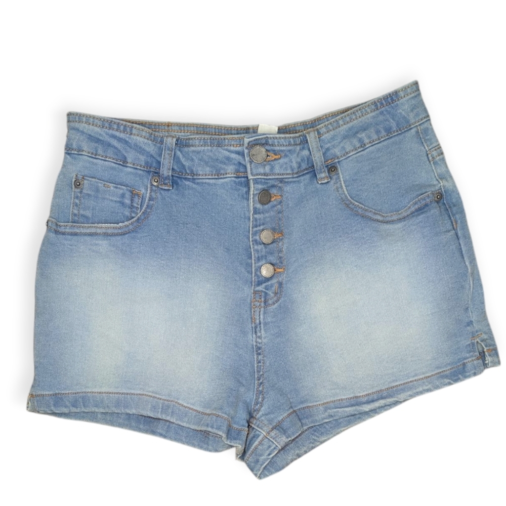 Roxy Shorts Women's 28 Light Blue High Waist Button-Fly Jean Short Summer